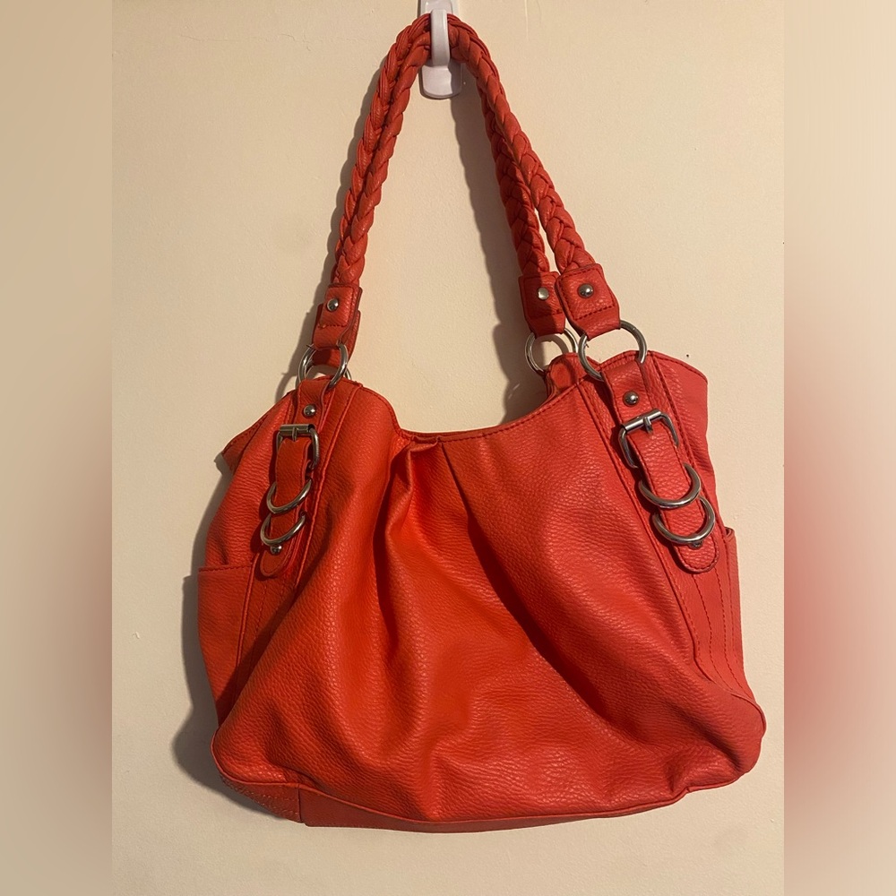 Apt. 9 shoulder bag coral pink purse silver hardware hobo bag
